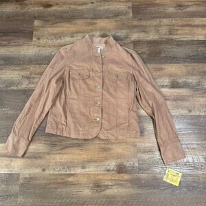 VTG NWT Stamp 10 Teens's Beige Corduroy Jacket Size 16 Metal Buttons Minimalist